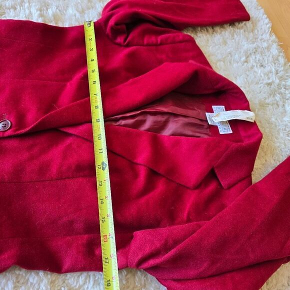 Saks Fith Avenue Folio Collection Blazer Burgundy size 4 wool and Silk Blend - Picture 11 of 12